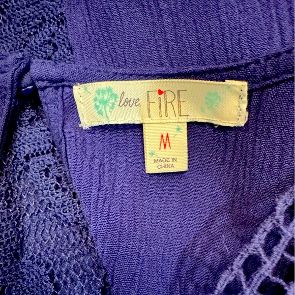 Love Fire Dark Blue Lace with Lace detailing Neckline Dress Size Medium - Picture 10 of 12